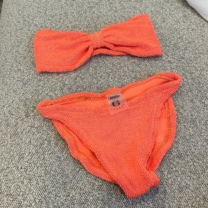 Hunza G - One Size - Neon Orange bandeau bathing suit, excellent condition